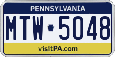 PA license plate MTW5048