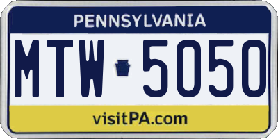 PA license plate MTW5050