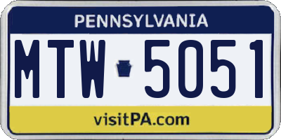 PA license plate MTW5051