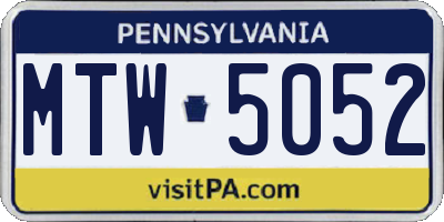 PA license plate MTW5052