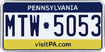 PA license plate MTW5053