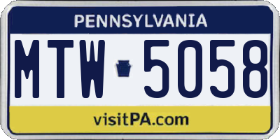 PA license plate MTW5058