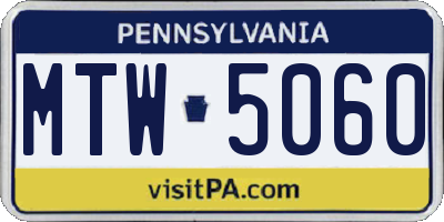 PA license plate MTW5060