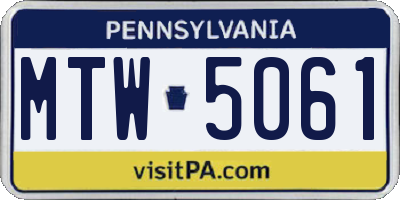 PA license plate MTW5061