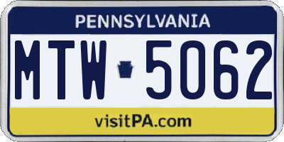 PA license plate MTW5062