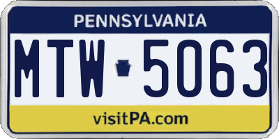 PA license plate MTW5063