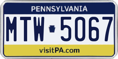 PA license plate MTW5067