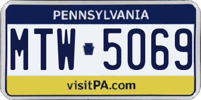PA license plate MTW5069