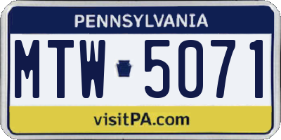 PA license plate MTW5071