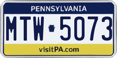 PA license plate MTW5073