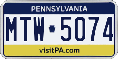 PA license plate MTW5074