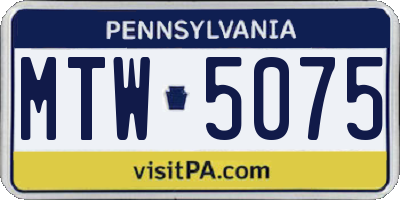 PA license plate MTW5075