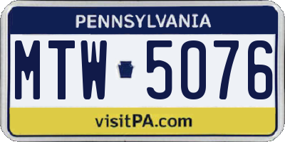 PA license plate MTW5076