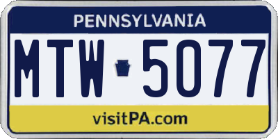 PA license plate MTW5077
