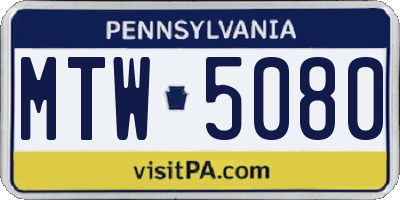 PA license plate MTW5080