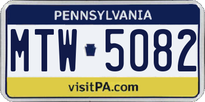 PA license plate MTW5082