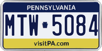 PA license plate MTW5084