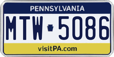 PA license plate MTW5086