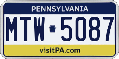 PA license plate MTW5087