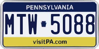 PA license plate MTW5088