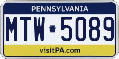 PA license plate MTW5089
