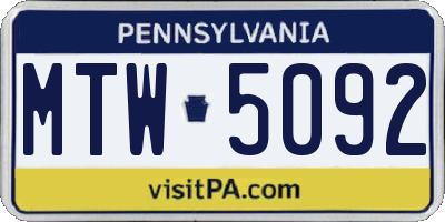 PA license plate MTW5092