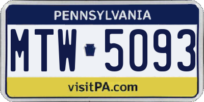 PA license plate MTW5093