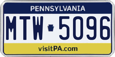 PA license plate MTW5096