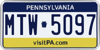 PA license plate MTW5097