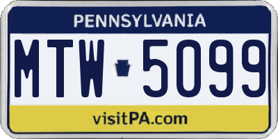 PA license plate MTW5099