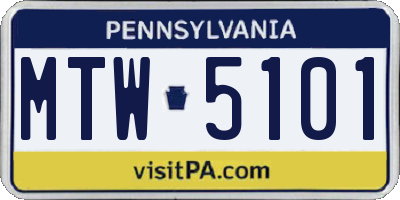 PA license plate MTW5101