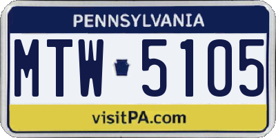 PA license plate MTW5105
