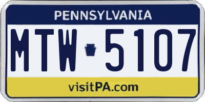 PA license plate MTW5107