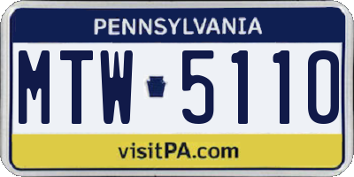 PA license plate MTW5110