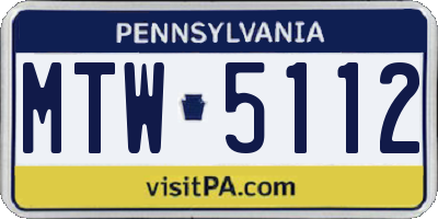 PA license plate MTW5112