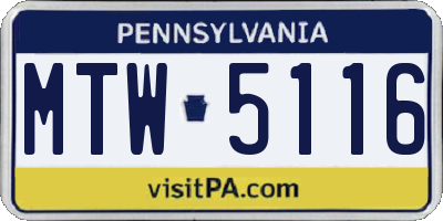 PA license plate MTW5116