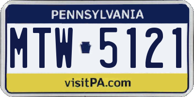 PA license plate MTW5121