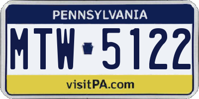 PA license plate MTW5122