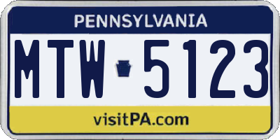 PA license plate MTW5123