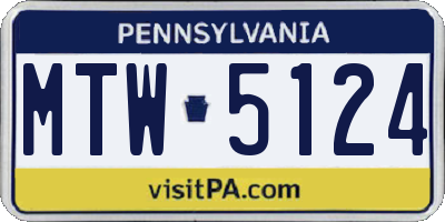 PA license plate MTW5124