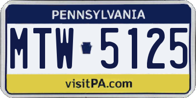 PA license plate MTW5125