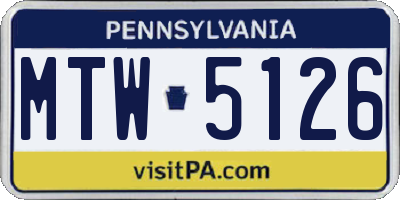 PA license plate MTW5126