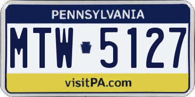 PA license plate MTW5127