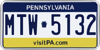 PA license plate MTW5132
