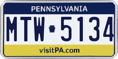 PA license plate MTW5134