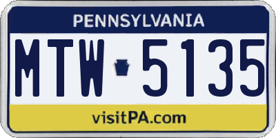 PA license plate MTW5135