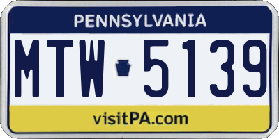PA license plate MTW5139