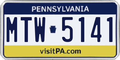 PA license plate MTW5141