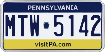 PA license plate MTW5142