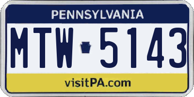 PA license plate MTW5143